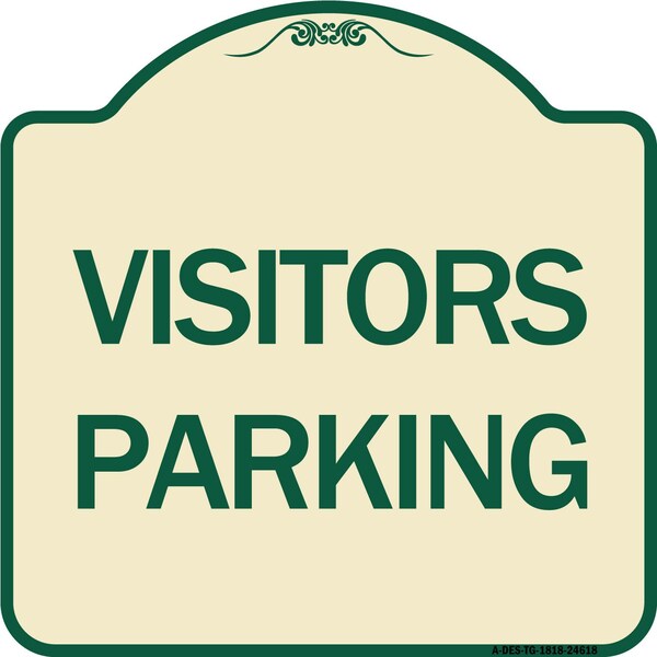 Designer Series Visitors Parking, Tan & Green Heavy-Gauge Aluminum Sign, 18" x 18", TG-1818-24618